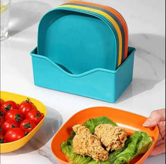 10 Pcs Multi-function Spit Bone Dish Set with Stand: Food-Grade Plastic Plates for Tidy Dining.