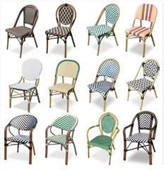 HS OEM Europe Style Aluminum PE Rattan Dine Chairs Outdoor Garden Furniture Dining Coffee Table Set Restaurant Chairs